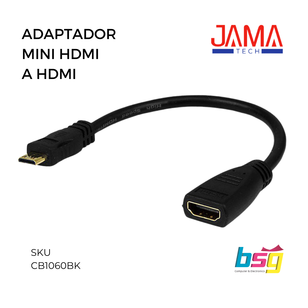 ADAPTADOR MINI HDMI A HDMI NEGRO JAMATECH – BSG Group, Computers &  Electronics