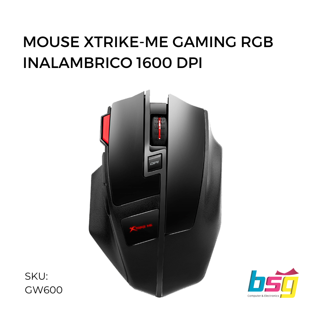 MOUSE XTRIKE-ME GAMING RGB INALAMBRICO 1600 DPI