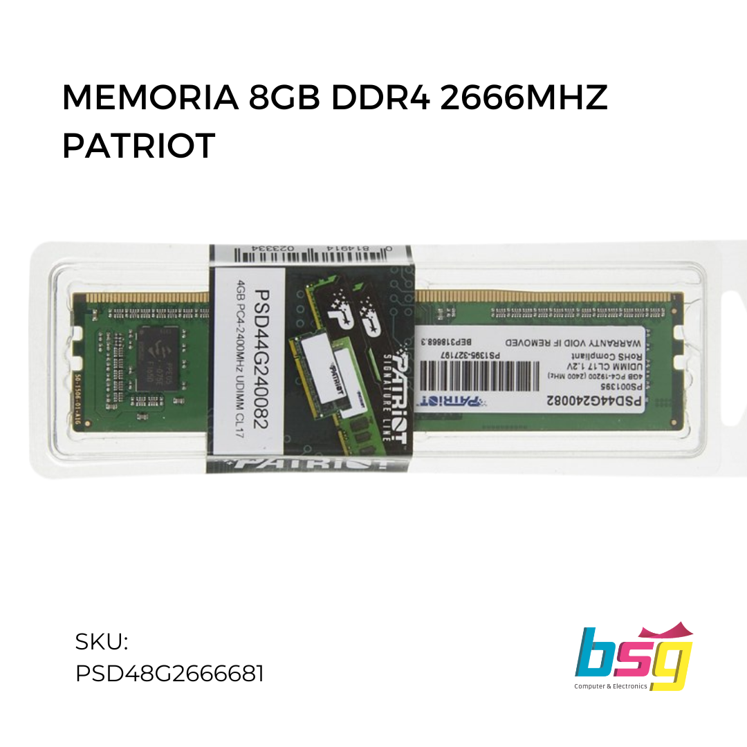 MEMORIA 8GB DDR4 2666MHZ  PATRIOT