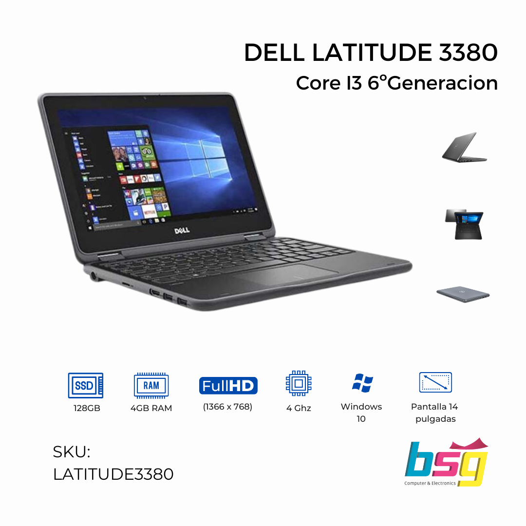 LAPTOP DELL LATITUDE 3380 Core I3 de 6º generación