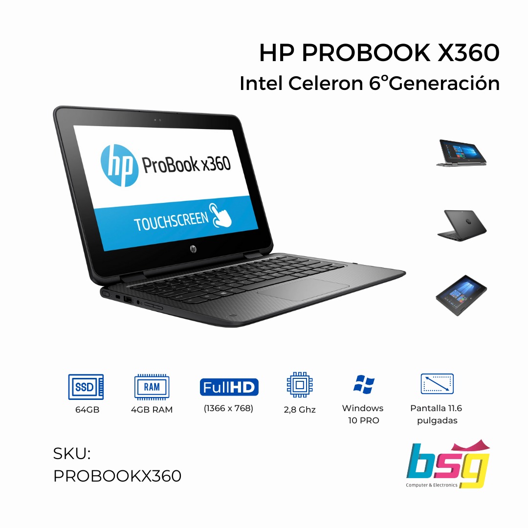 LAPTOP HP PROBOOK X360 Intel Celeron 6º generación con pantalla táctil