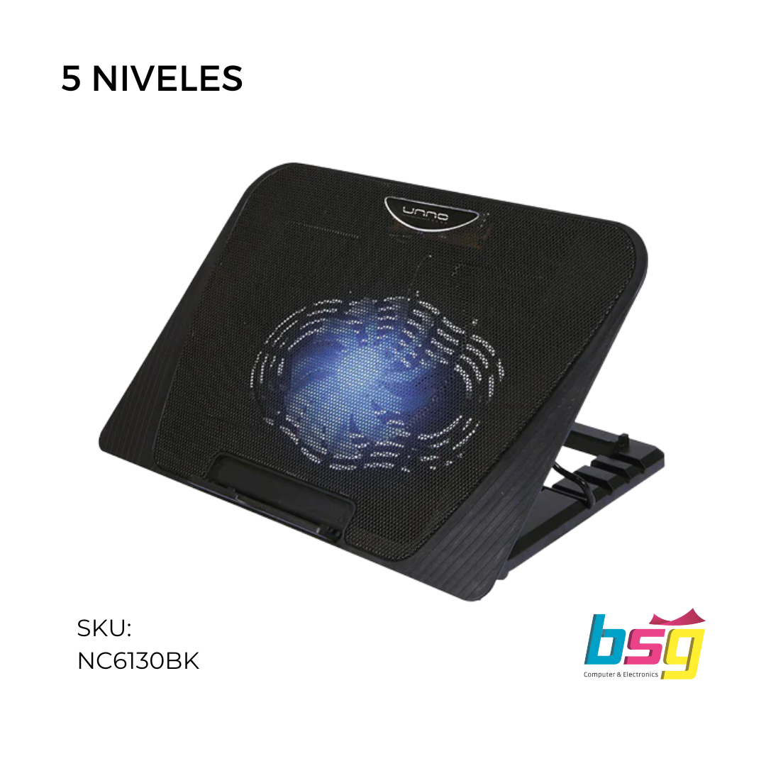 ABANICO LAPTOP 5 NIVELES + 2 PUERTOS USB UNNO TEKNO