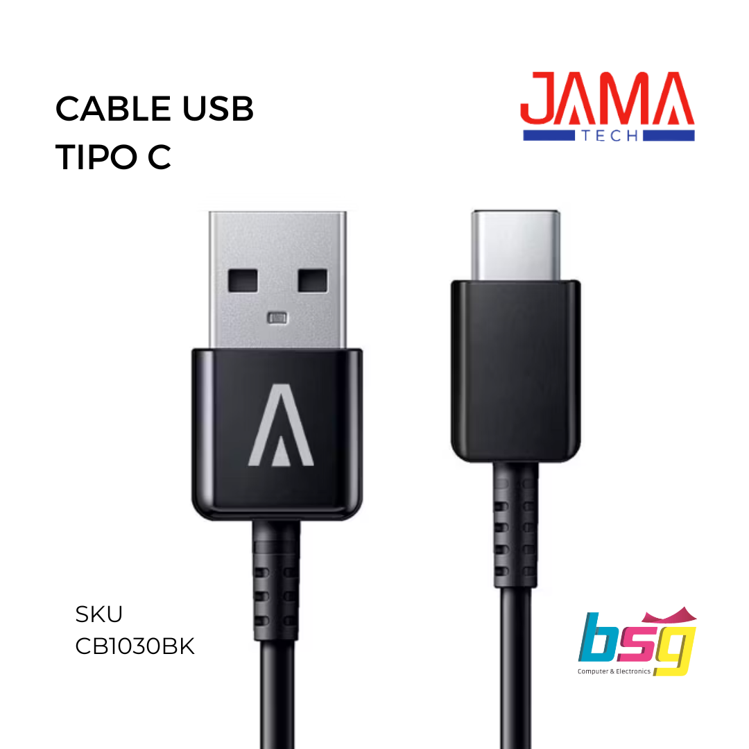 CABLE USB A TIPO C NEGRO JAMATECH