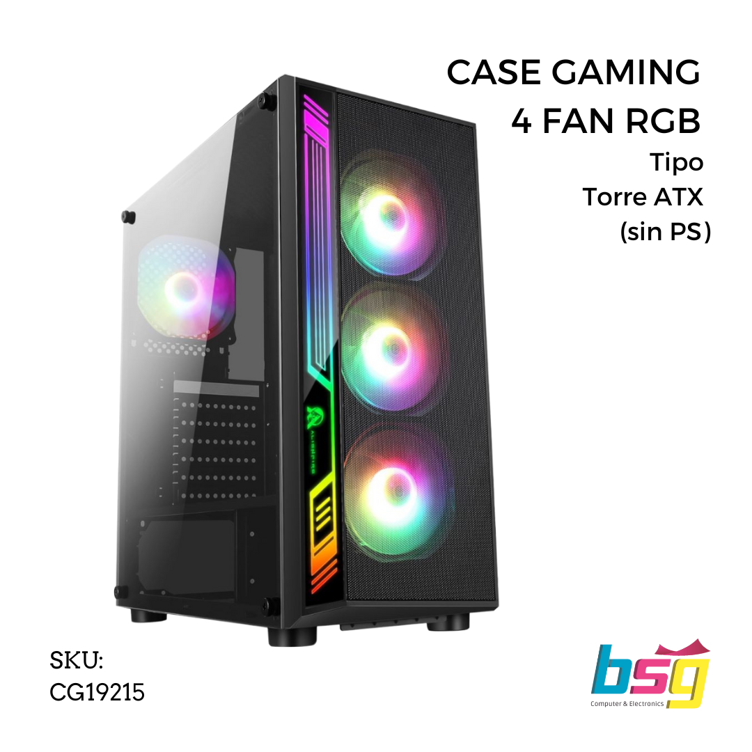 CASE GAMING 4 FAN RGB TIPO TORRE ATX (SIN PS) ALIENFIRE