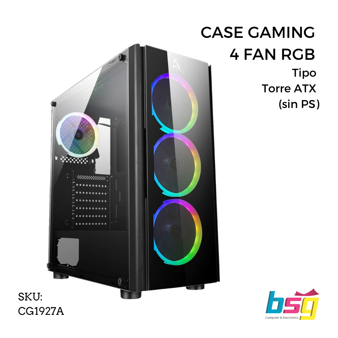 CASE GAMING 4 FAN RGB TIPO TORRE ATX (SIN PS) ALIENFIRE