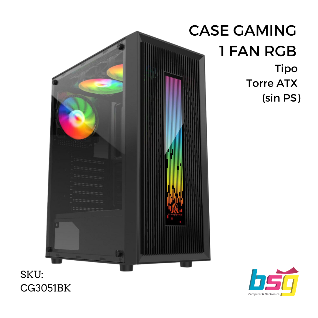 CASE GAMING 1 FAN RGB TIPO TORRE ATX (SIN PS) NEGRO ALIENFIRE