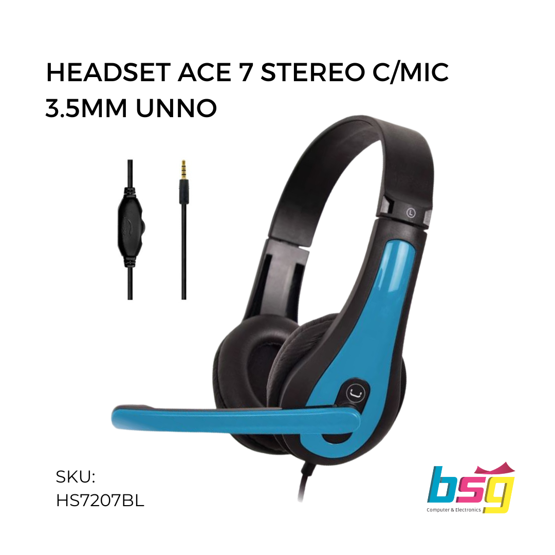 HEADSET ACE 7 STEREO C/MIC 3.5MM UNNO