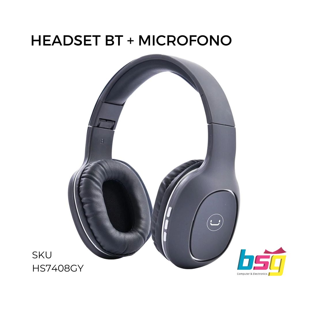 HEADSET UNNO OVALA GRIS BLUETOOTH + MICROFONO