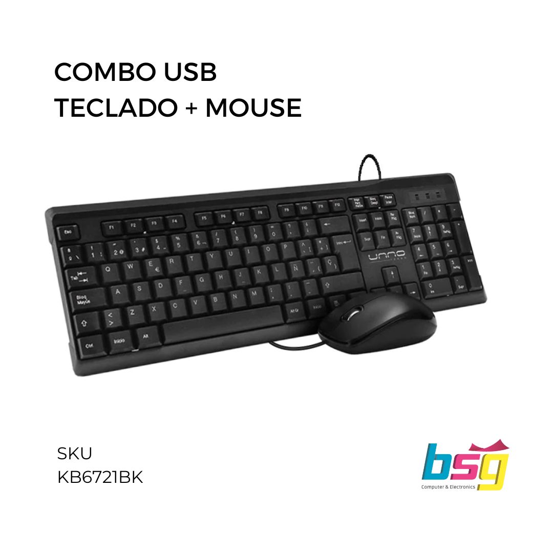 COMBO USB TECLADO/MOUSE UNNO