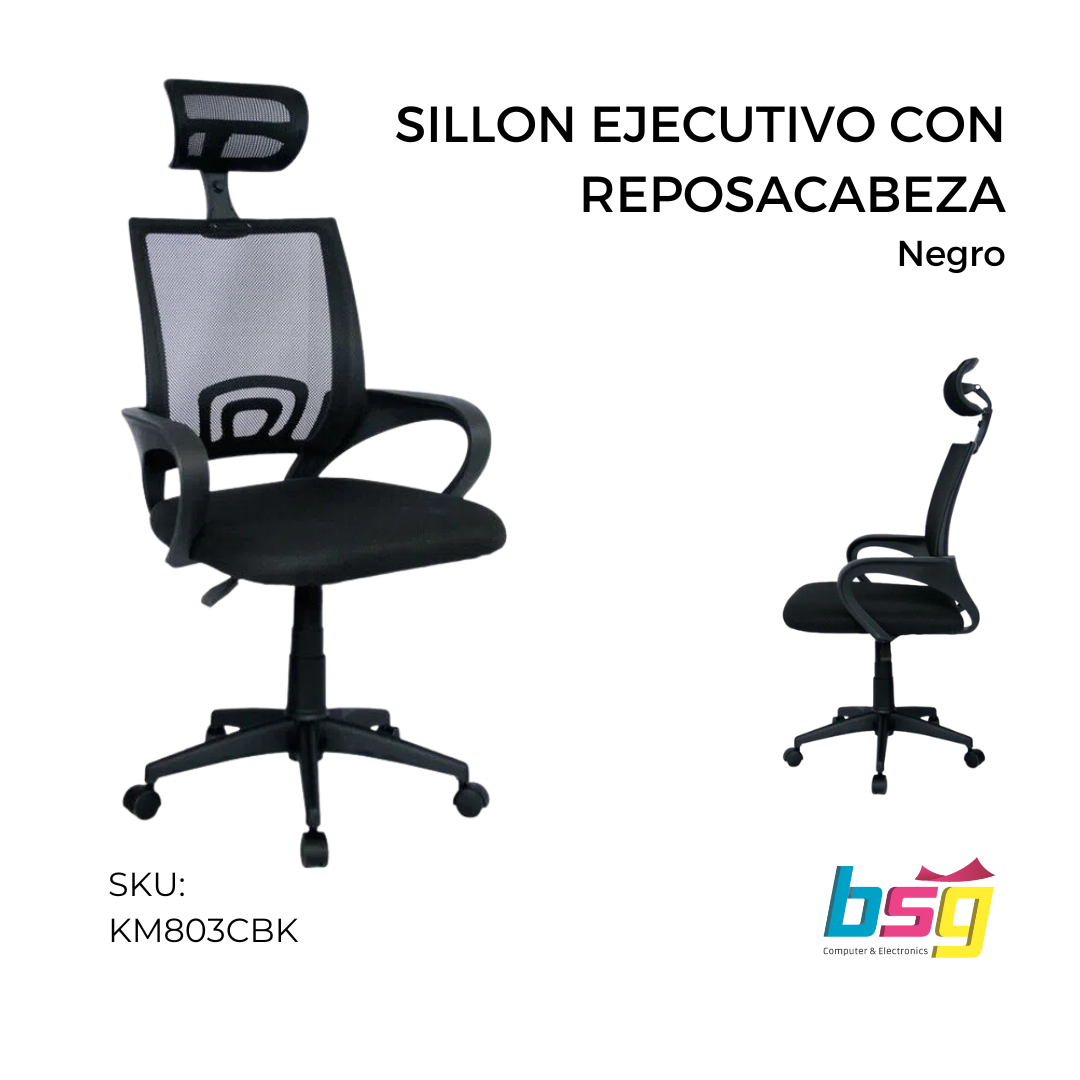 SILLON EJECTUVO CON REPOSACABEZA NEGRO