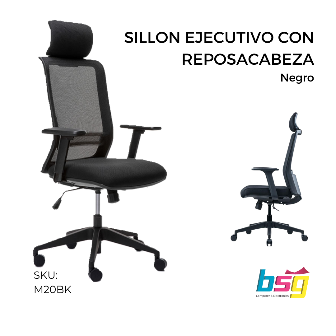 SILLON EJECUTIVO CON REPOSACABEZA NEGRO