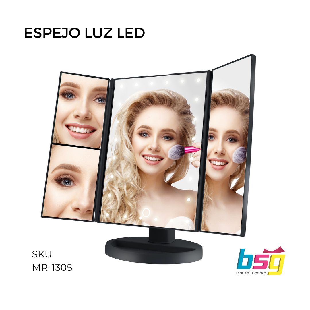 ESPEJO TRIPLE 24 LUCES LED RECARGABLE VIVITAR