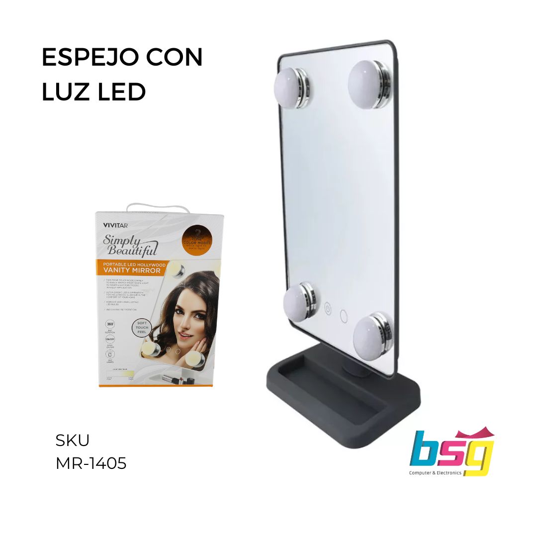 ESPEJO LUZ LED HOLLYWOOD VIVITAR