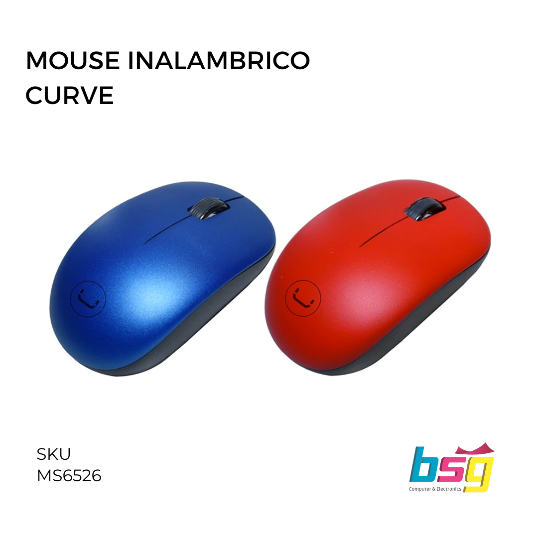 MOUSE INALAMBRICO CURVE  UNNO TEKNO (AZUL-ROJO)