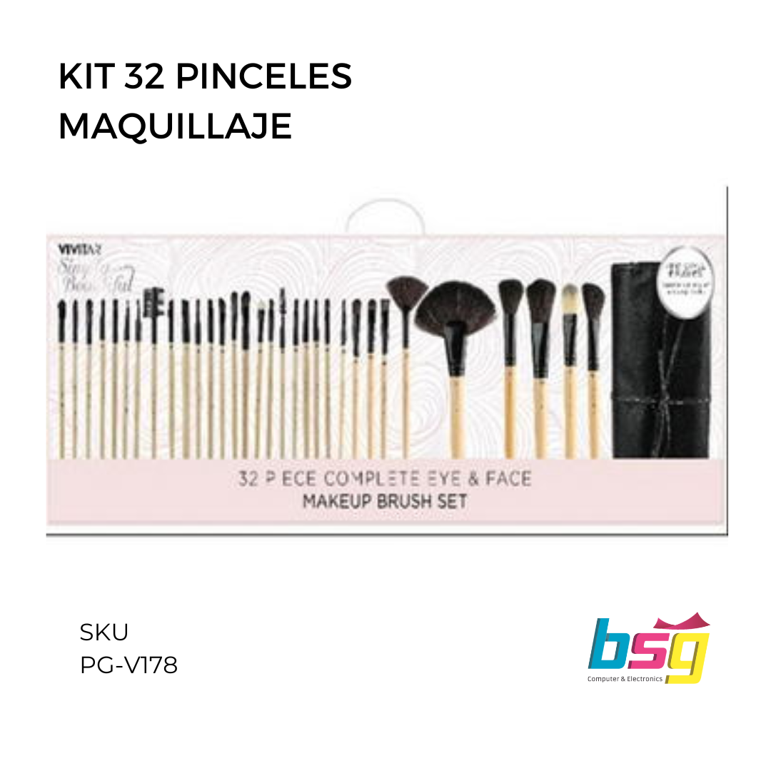 KIT 32 PINCELES DE MAQUILLAJE VIVITAR