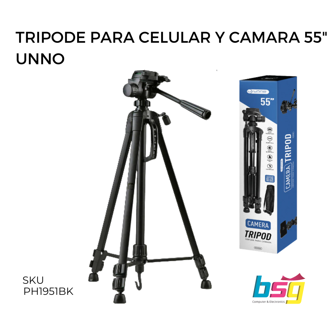 TRIPODE PARA CELULAR Y CAMARA 55" UNNO