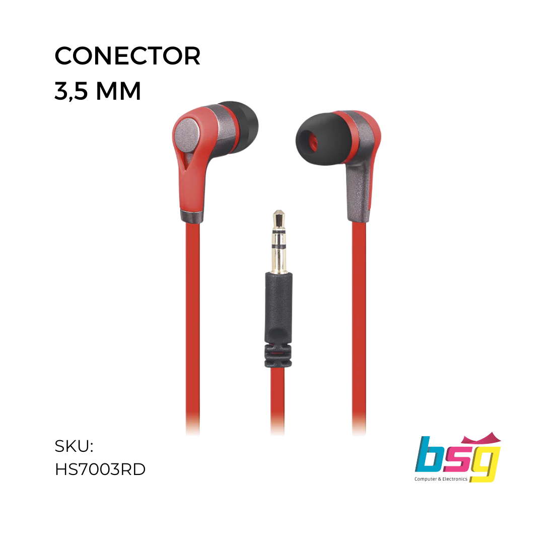 AUDIFONO 3.5MM ROCKBUDS ROJO UNNO TEKNO