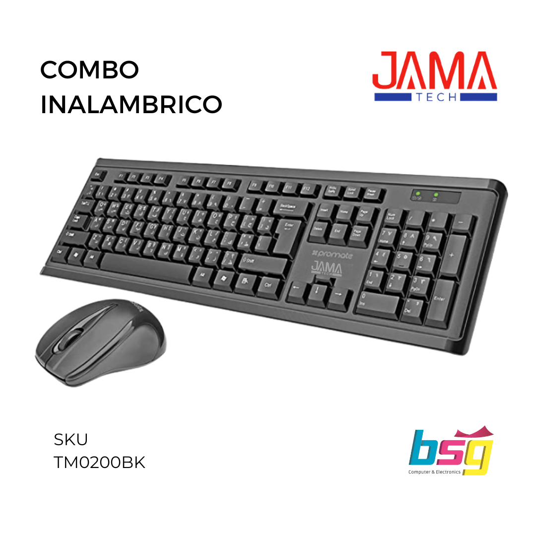 COMBO INALAMBRICO TECLADO-MOUSE NEGRO JAMA TECH